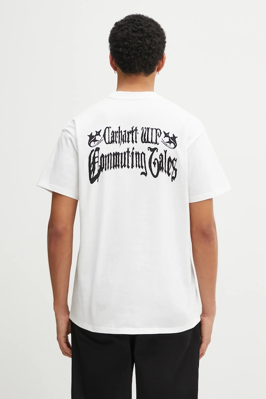 Carhartt WIP t-shirt bawełniany SS Commuting Tales T-Shirt nadruk biały I036010.02XX