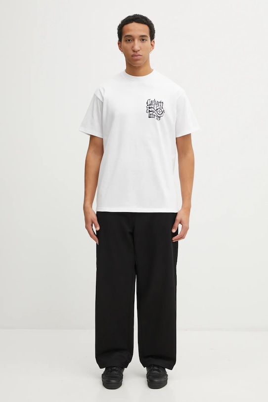 Carhartt WIP t-shirt bawełniany SS Commuting Tales T-Shirt I036010.02XX biały