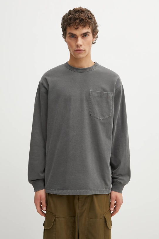 Carhartt WIP longsleeve bawełniany LS Torion Pocket T-Shirt gładkie szary I035958.89B7