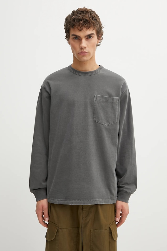 Carhartt WIP longsleeve bawełniany LS Torion Pocket T-Shirt gładkie szary I035958.89B7