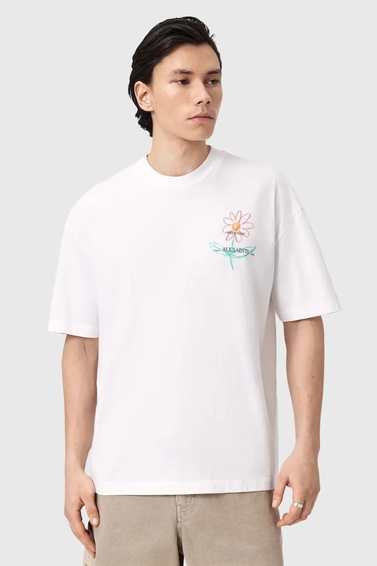AllSaints t-shirt oversize męski bawełniany CRAYO biały M073PF