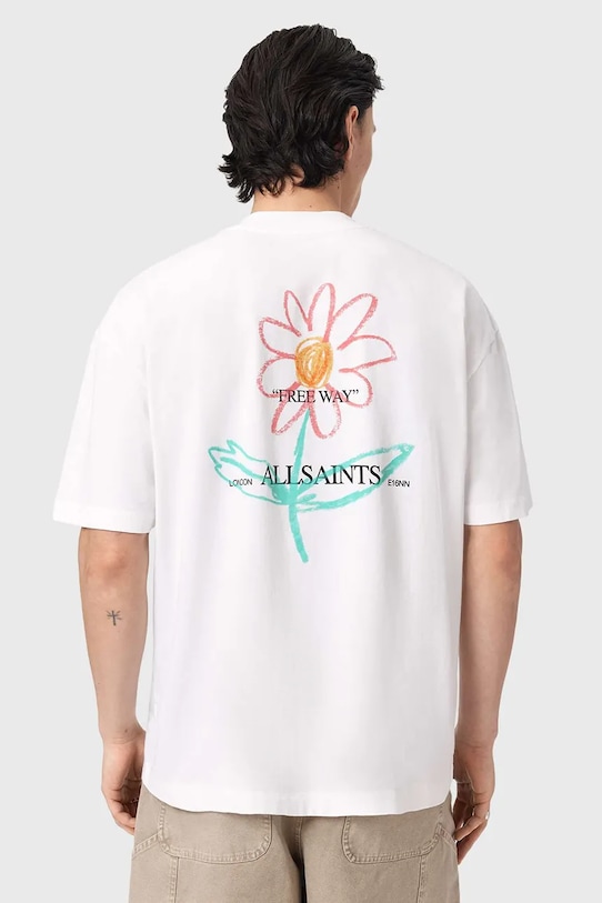 AllSaints t-shirt oversize męski bawełniany CRAYO M073PF biały SS26