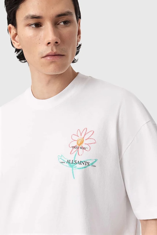 AllSaints t-shirt oversize męski bawełniany CRAYO biały M073PF