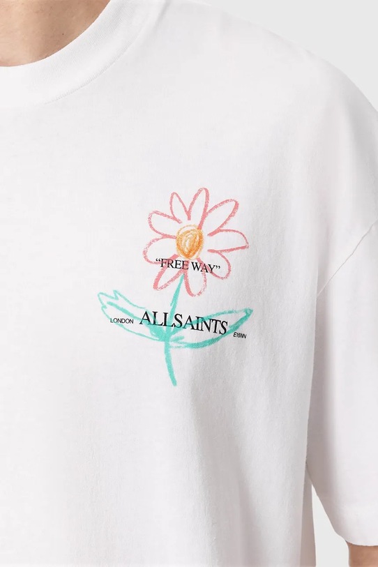 AllSaints t-shirt oversize męski bawełniany CRAYO M073PF biały