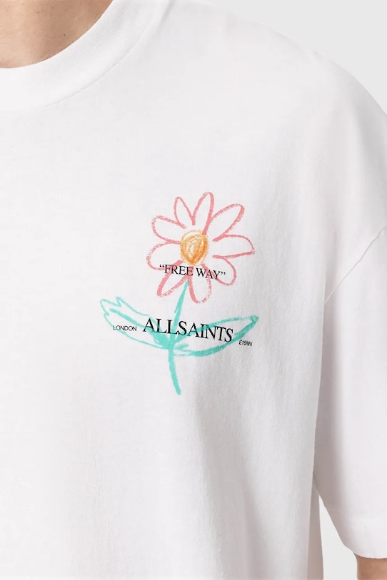 AllSaints t-shirt oversize męski bawełniany CRAYO M073PF biały