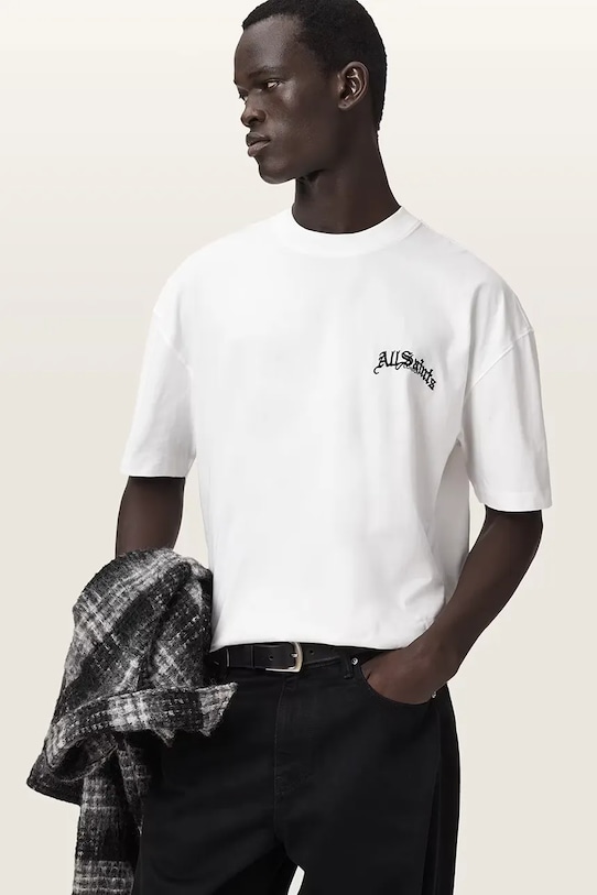 AllSaints tricou din bumbac DESCENT M044PD alb SS26