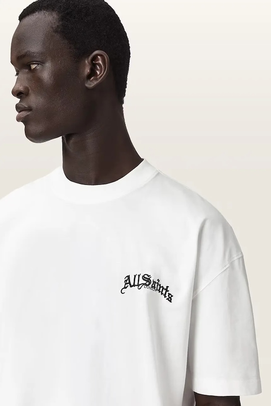 AllSaints tricou din bumbac DESCENT alb M044PD