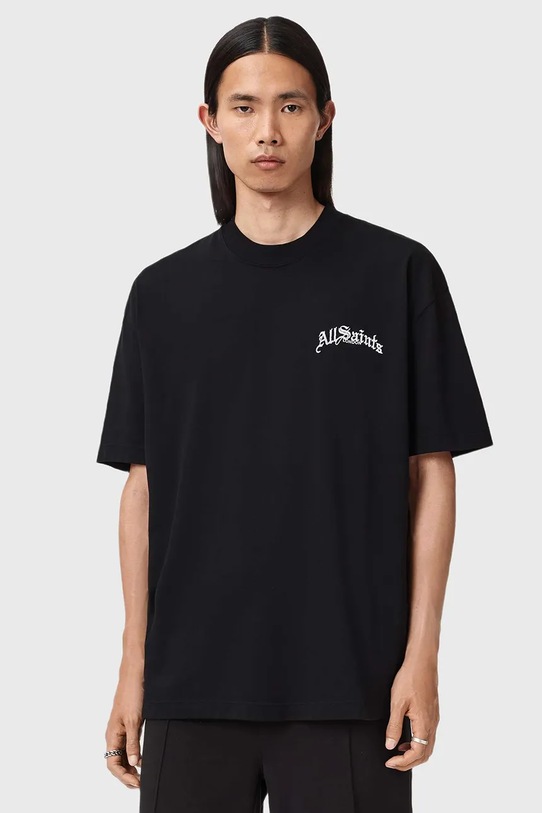 AllSaints t-shirt bawełniany DESCENT nadruk czarny M044PD