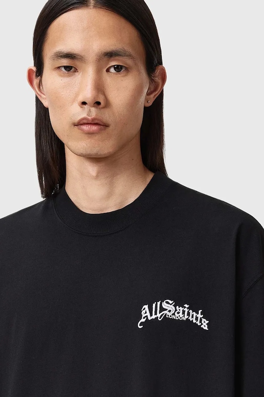 AllSaints t-shirt bawełniany DESCENT czarny M044PD