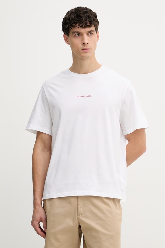 Odzież Michael Kors t-shirt męski bawełniany CR652VEFV4 biały