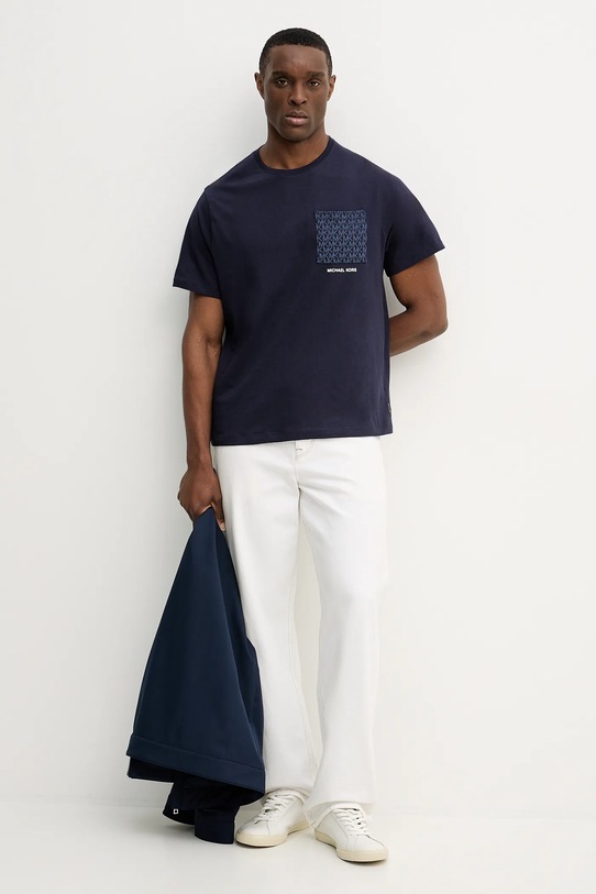 Michael Kors t-shirt bawełniany CR652T1FV4 granatowy SS26