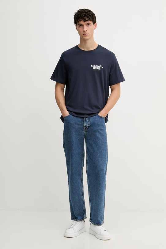 Michael Kors t-shirt męski bawełniany CR652YHFV4 granatowy SS26