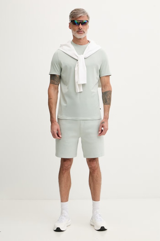 On T-shirt męski z bawełną Focus 1MF10240229 zielony SS26