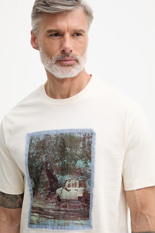 Mos Mosh t-shirt męski bawełniany Calm beżowy 509800