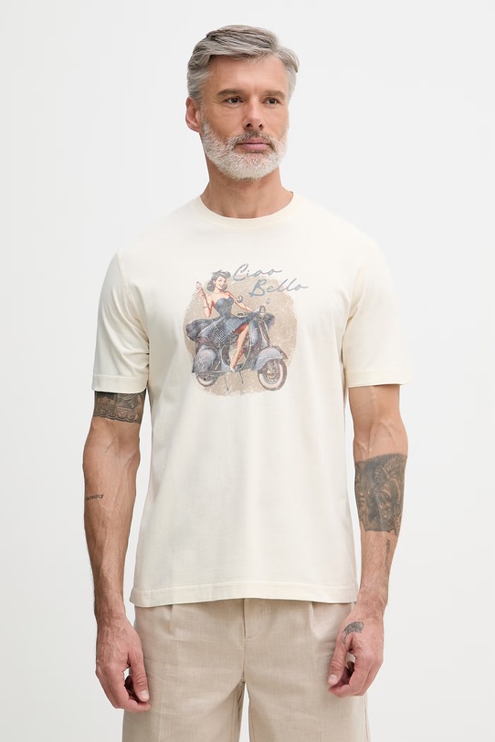 Mos Mosh t-shirt męski bawełniany Ciao beżowy 510060