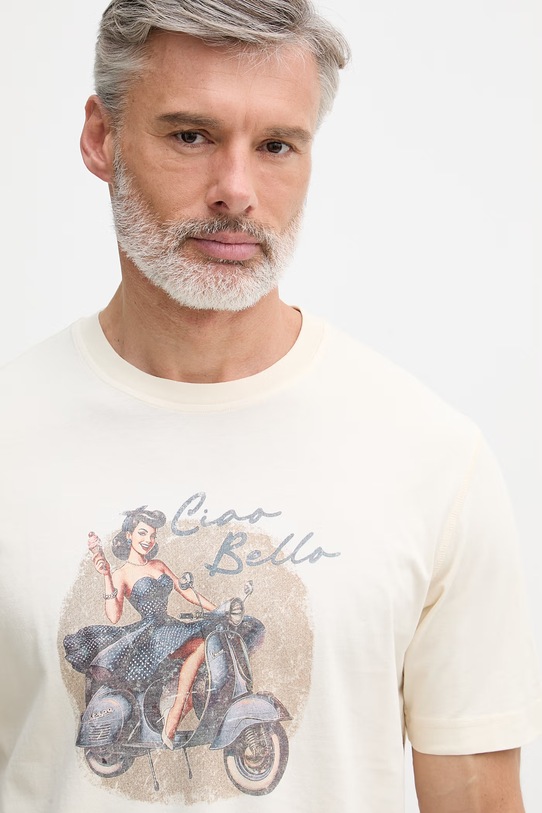 Mos Mosh t-shirt męski bawełniany Ciao beżowy 510060