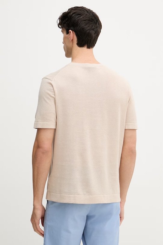 Odzież Mos Mosh t-shirt męski z lnem Crowe 509680 beżowy