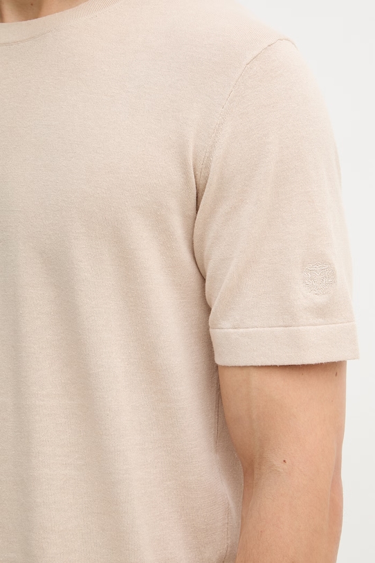 Mos Mosh t-shirt męski z lnem Crowe 509680 beżowy