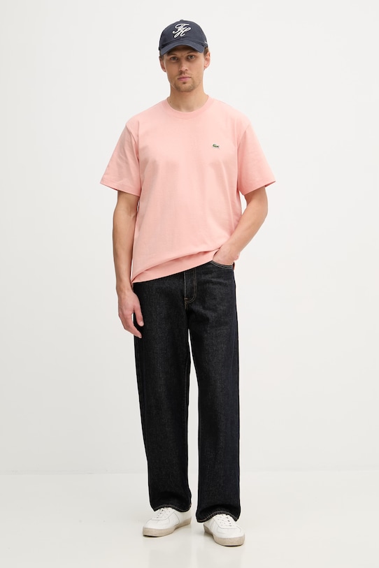 Lacoste T-shirt męski bawełniany TH0876 różowy SS26