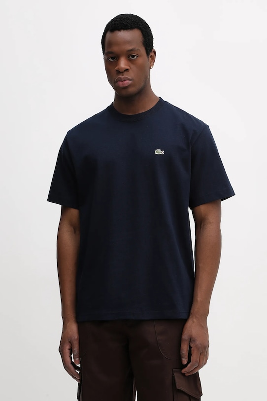 Lacoste t-shirt bawełniany bawełna granatowy TH0876