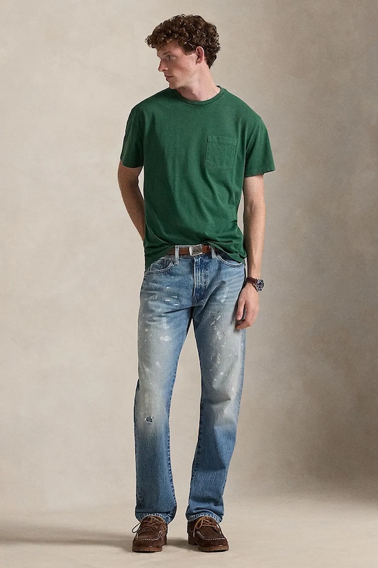 Oblečenie Bavlnené tričko Polo Ralph Lauren WEATHERED 20/2 710977904014 zelená