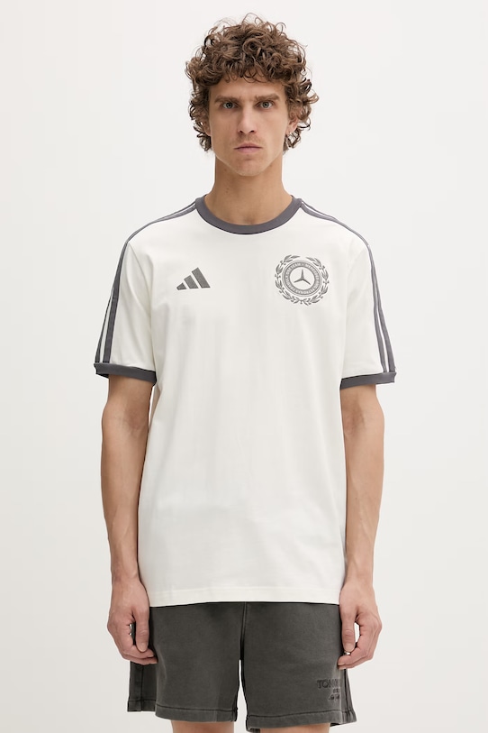 adidas t-shirt męski bawełniany x Mercedes beżowy KE8275