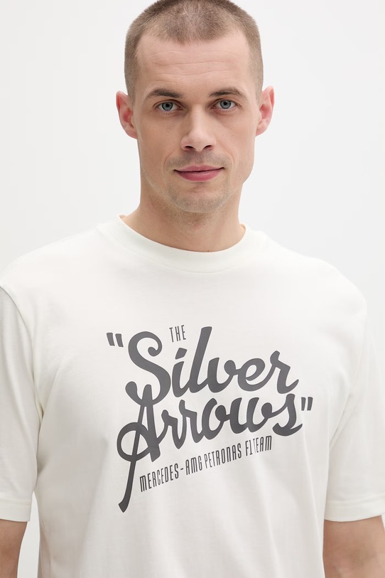 Adidas t-shirt męski bawełniany x Mercedes beżowy KE8289