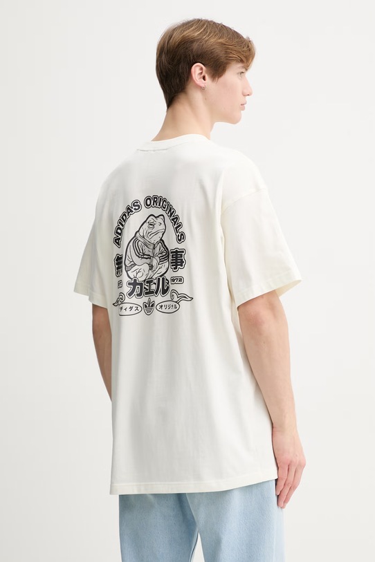 adidas Originals t-shirt bawełniany nadruk beżowy KW8002