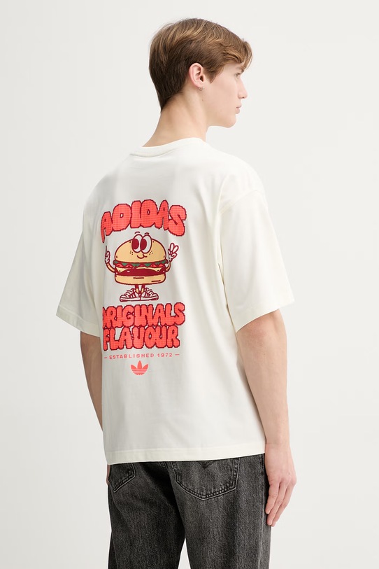 adidas Originals t-shirt bawełniany nadruk beżowy KW8010