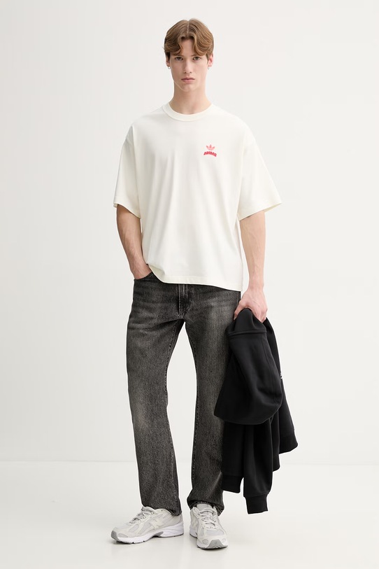 adidas Originals t-shirt bawełniany KW8010 beżowy SS26