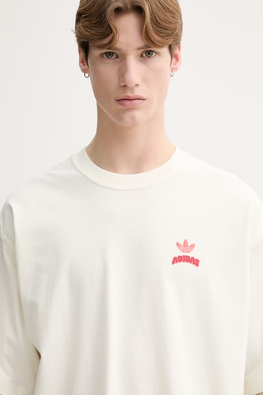 adidas Originals t-shirt bawełniany beżowy KW8010