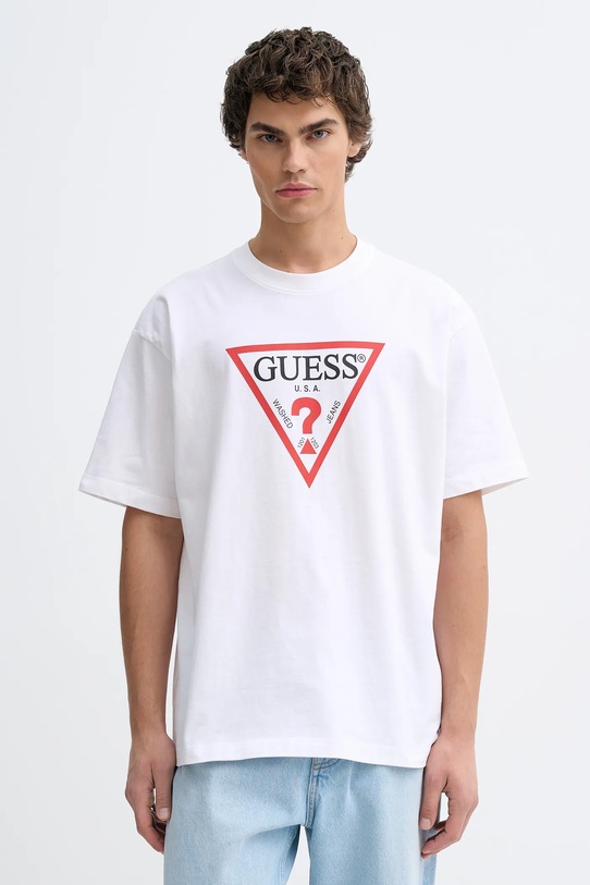 Guess Jeans t-shirt bawełniany nadruk biały M4YI45.K8FQ4