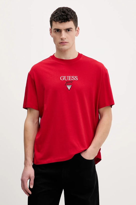 Guess Jeans t-shirt bawełniany nadruk czerwony M6RI45.K8HM0