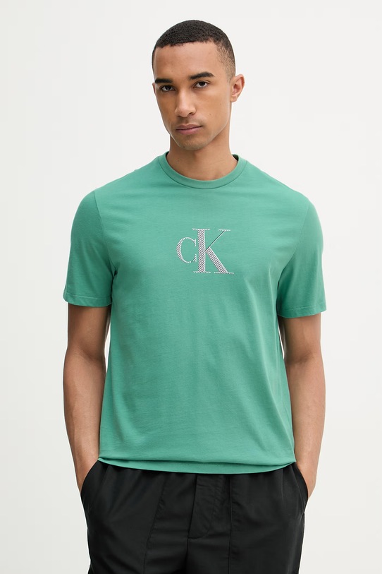 Calvin Klein tričko pánske bavlnené zelená LV04RF853G