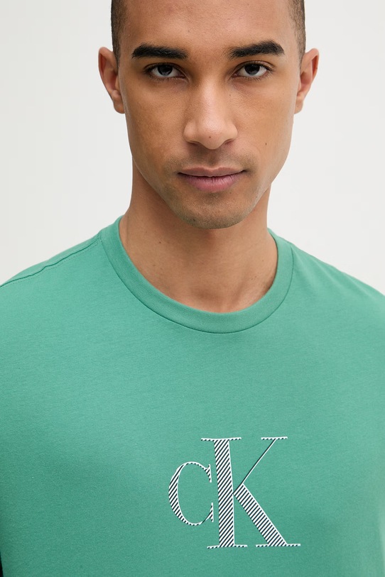 Calvin Klein tričko pánske bavlnené zelená LV04RF853G