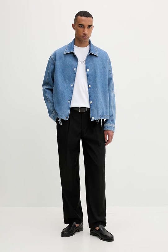 Calvin Klein T-shirt męski bawełniany LV04LF813G beżowy SS26