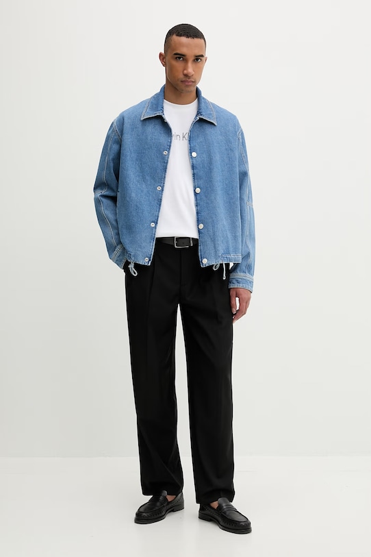 Calvin Klein T-shirt męski bawełniany LV04LF813G beżowy SS26