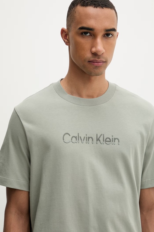 Calvin Klein t-shirt ανδρικός βαμβακερός πράσινο LV04LF813G