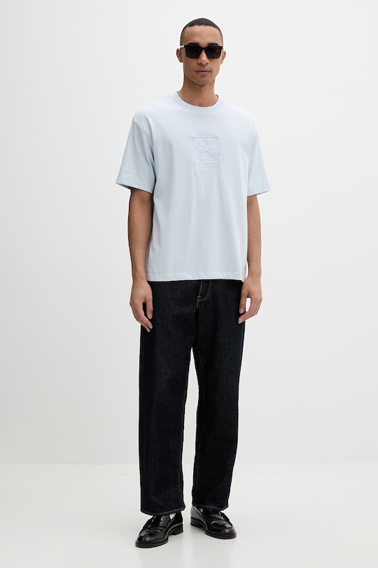 Calvin Klein T-shirt męski bawełniany LV14RF817G niebieski SS26