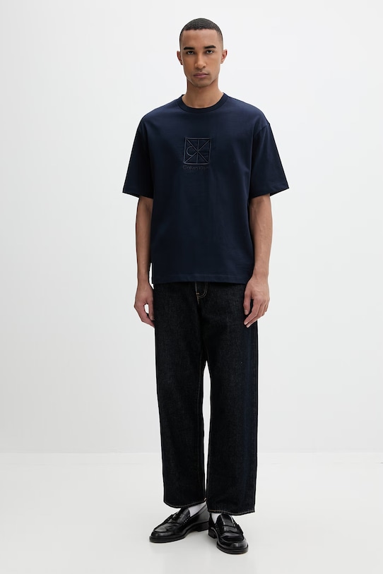 Calvin Klein T-shirt męski bawełniany LV14RF817G granatowy SS26