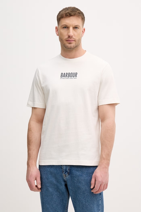 Odzież Barbour t-shirt męski bawełniany MTS1552 beżowy