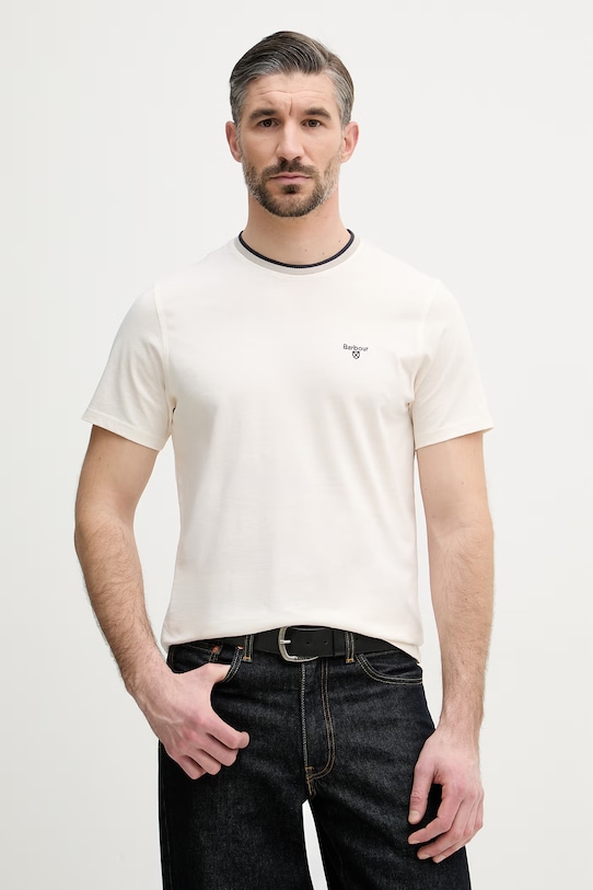 Barbour t-shirt męski bawełniany beżowy MTS1558