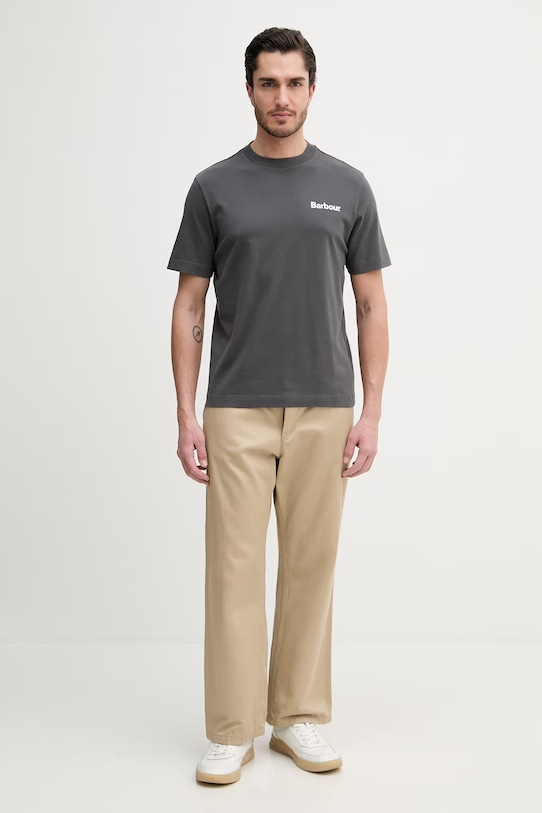 Barbour t-shirt bawełniany MTS1566 szary SS26