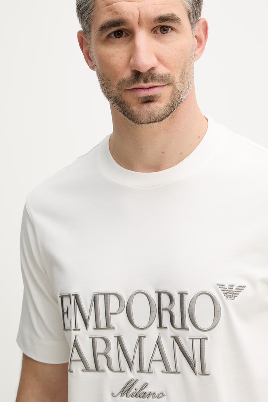 Emporio Armani t-shirt bawełniany beżowy EM005359.AF13715