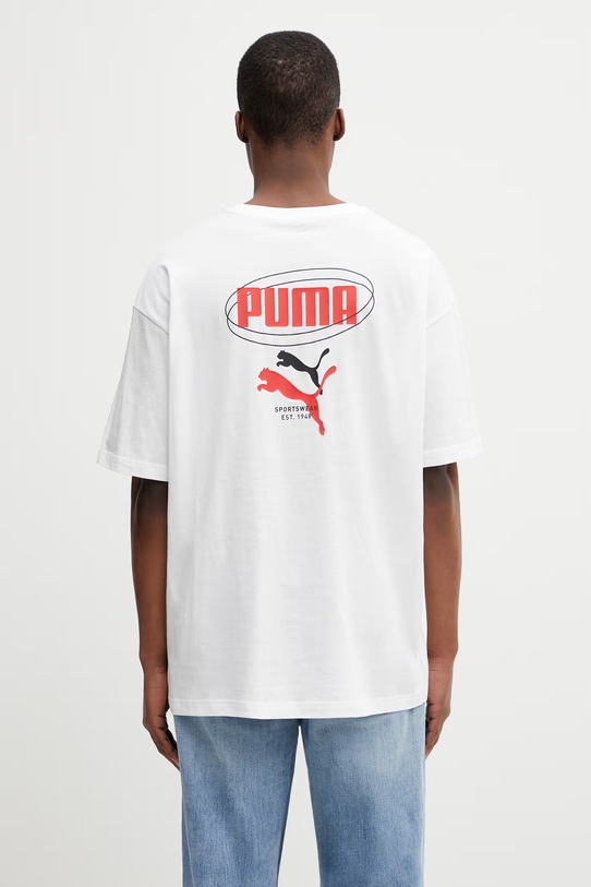 Puma Ess Logo Lab Relaxed Story 1 t-shirt męski bawełniany biały 692023