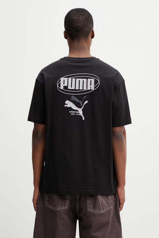 Puma Ess Logo Lab Relaxed Story 1 t-shirt bawełniany męski czarny 692023