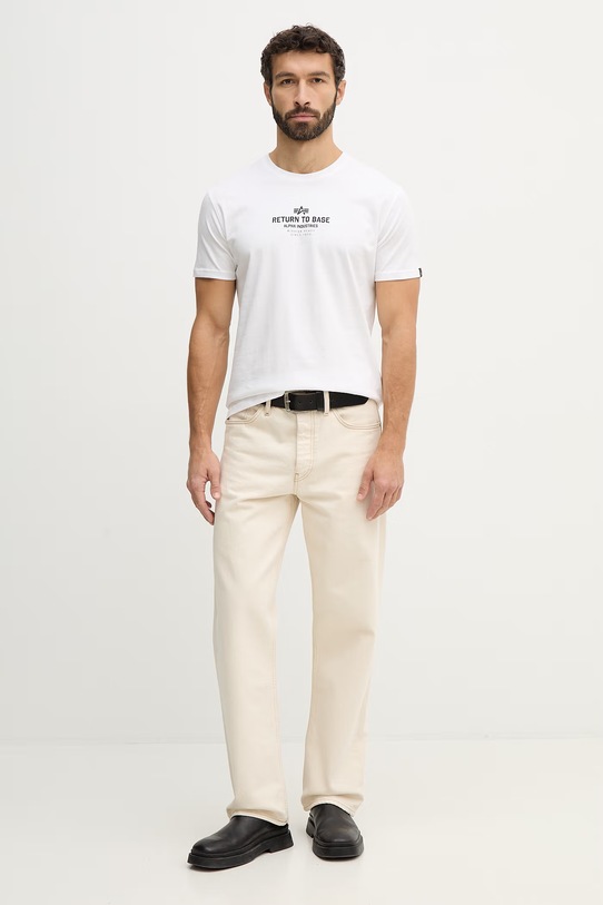 Alpha Industries t-shirt bawełniany Return To Base 266506 biały SS26