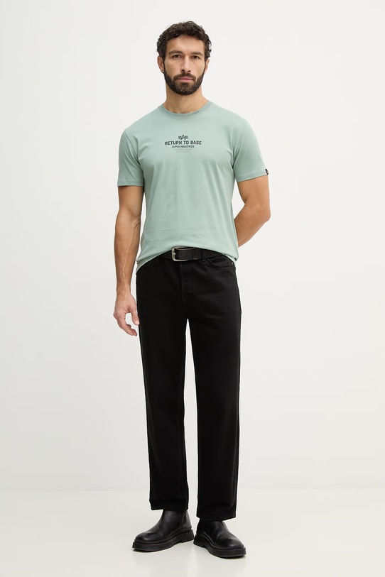 Alpha Industries t-shirt bawełniany Return To Base 266506 zielony SS26