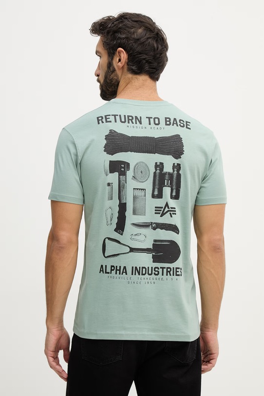 Odzież Alpha Industries t-shirt bawełniany Return To Base 266506 zielony