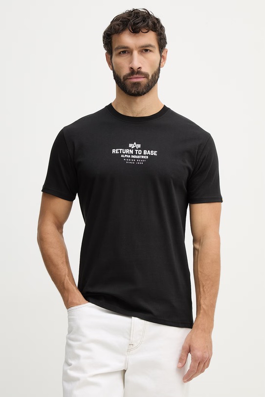 Odzież Alpha Industries t-shirt bawełniany Return To Base 266506 czarny